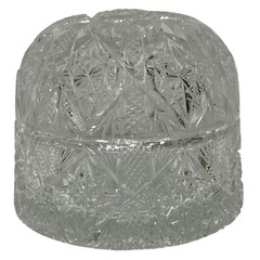 Vintage Cut Crystal Biscuit Jar Dome Lid Stars Rays CrissCrossed Ribbon Design