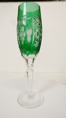 Marsala by Ajka Cut to Clear Fluted Champagne Glasses Grapes Fans Stars Design