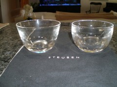 2 – Steuben Finger Bowls 4.25″ & 4″ Wide – Signed – Very Good Condition
