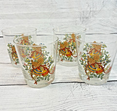 Mikasa Double Old Fashioned Whisky Rocks Glasses Set 4 Holiday Season Pine Cones