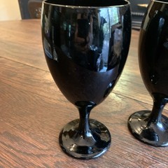 2 Vintage Libbey Black Amethyst Wine Water Glass Stem Goblets 7”Tx3.25”W~1990’s