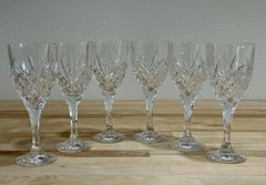 Set Of 6 DUBLIN Shannon by Godinger Crystal Water Goblets Wine Glasses 8” Tall