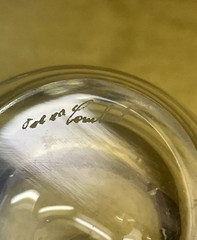 Val St. Lambert Glass Cocktail Pitcher, simple elegant.signed.5”