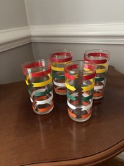 Anchor Hocking Fiesta Bands Rainbow Striped Glasses