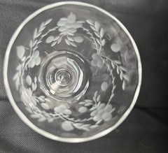 Set Of 4 Etched Crystal, Cordial Glasses Stemware Floral Spray, Leaf 5 1/4” H