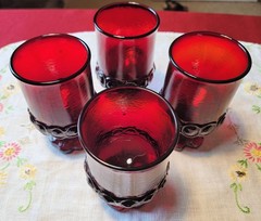 4 TIFFIN / FRANCISCAN *MADEIRA RUBY RANCHO* 4 7/8″ JUICE + WINE Glasses 1973-74