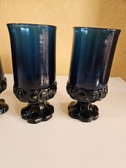 Tiffin Franciscan Madeira Dark Blue, 4 Iced Tea Goblets Glasses Ball Stem 120