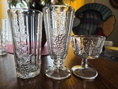 Westmoreland Panel Grape Clear Glasses. Four Of Each.