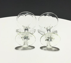 LIBBEY Chivalry Clear Champagne Coupe 4.25” Tall Sherbet Glasses Textured PAIR