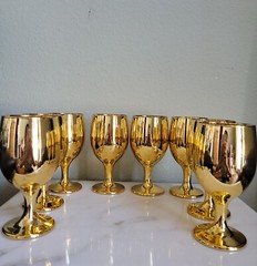 VTG LIBBEY GOLD OVERLAY ROCK SHARPE LRS288 WINE GLASSES