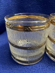 Mid Century Modern 22k Gold Crinkled Ice Whiskey Glasses Set of 4 The Bridge