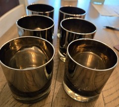 Vintage MCM Silver Ombre Fade Rocks Glasses-Queen’s Lusterware (Thorpe Style)