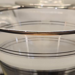 Vintage Silver Rim Frosted Banded Glasses 4.5″ Tall
