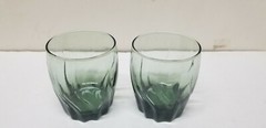 2 ANCHOR HOCKING AVOCADO GREEN STARFIRE CENTRAL PARK LOW BALL ROCK GLASSES 10 OZ