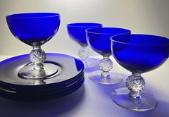 Morgantown Golf Ball Cobalt Ritz Blue Low Sherbet & Underplate Set for 4 – 8pc
