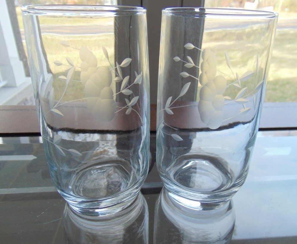 Princess House HERITAGE Tumbler Lot 2 Glasses 11 oz 5 inch