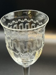 SET OF 5 Fostoria Greek Optic 5” Wine Port Glass Needle Etched Cordial