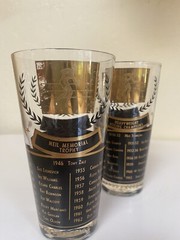 Set Of 6 MCM 50‘s-60’s gold black Cera Sports Memorabilia highball glasses