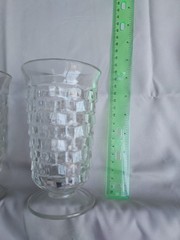 Indiana Glass Whitehall Iced Tea Tumblers Set of 2 Colony Cubist Clear Footed 6″