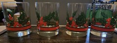 Vintage Libby Christmas Holly & Berries Rocks Low Ball Glasses Set Of 4 Or 5