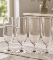 ONEIDA CRYSTAL MINX CLEAR Vintage Beverage Glasses (Set 4) 8.5″ Tall – (Unused)