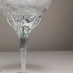 Set Of 9 Vintage Justyna Poland Mouth-Blow Wine Glasses With Green Stems