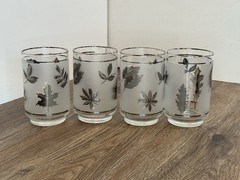 Vintage Libbey Silver Foliage Frosted Glasses 1960’s