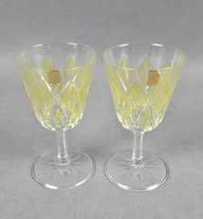 Vintage VMC Reims French Harlequin Yellow Set of 6 Crystal VRM1 Diamond Arches