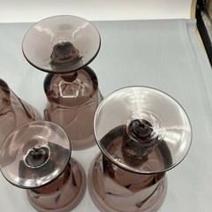 4 Fostoria Jamestown Purple Water Goblets Set Vintage Elegant Swirl Stemware