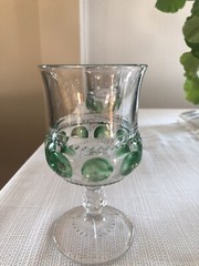 KINGS CROWN THUMBPRINT 5 5/8″ GOBLET-GREEN DOTS XLCR ADAMS & CO EAPG