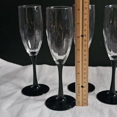 Vintage Luminarc France Domino Gothic Black Stem Wine Glass Set Of 8