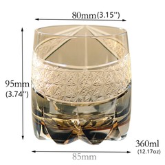 Edo Kiriko Crystal Whiskey Glasses Hand Cut To Clear Gray 12oz Gift Packing