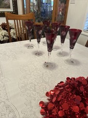 WaterfordRuby Red Snow Crystals Cut to Clear Wine GlassesExcellent!