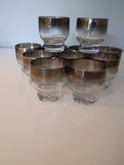 Vintage Silver Fade Punch Glasses Mid Century Roly Poly Dorothy Thorpe,set of 11