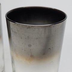Set of 2 Highball Silver Fade Glasses Mercury Ombre MCM 12oz Tumbler Barware Cup