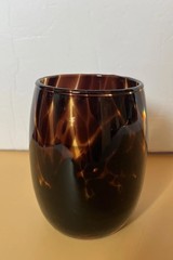 Italian Blown Glass Tumbler Amber Tortoise Shell 3.75 Inches