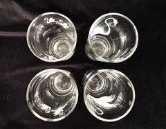 1960s Glass SWAN & CATTAIL WHITE Clear Glasses Tumblers – Set of 4 – 5.25″H MCM