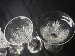 4 – American Brilliant Glass Cordial Star and Pinwheel Design Zipper Cut Similar