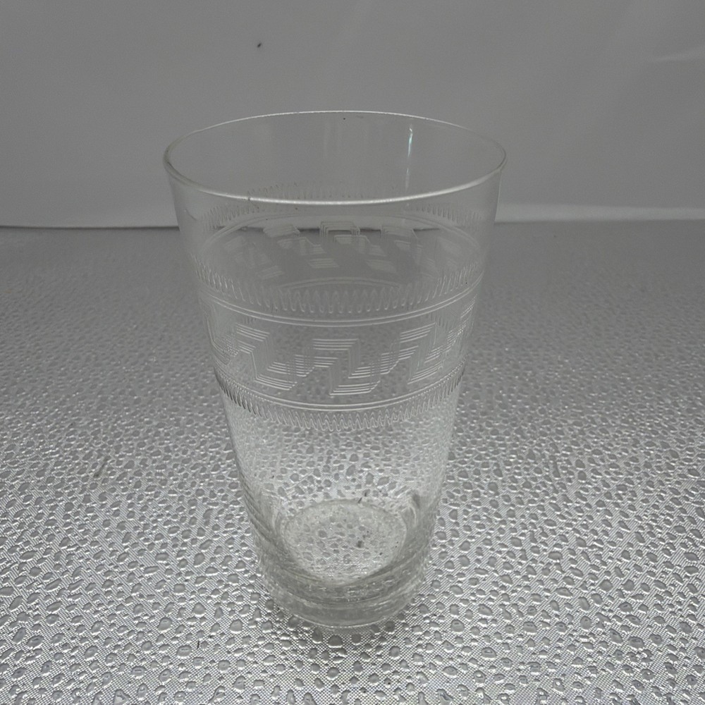 Very Unique Small Etched Glass 4 Inches Tall 2 Inches Wide