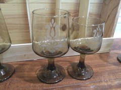 Pfaltzgraff Village Etched Glassware Set of 6 Granny Core 5 Large 1 Small