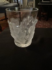 Lalique France Chene Frosted Oak Leaf Double Old Fashion 4.5” Signed