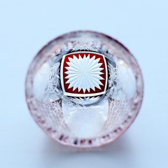 Lasering Chinese Style Hand Cut To Clear Red Sake/Shot Glass For Spirits 1oz