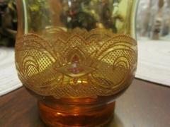 Vintage Tulip shaped amber embossed/textured Tumblers (4) GA-A-27