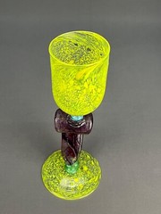 Hand-Blown Glass One-of-a-Kind Designer Multi-Color 9 1/2″ Wine or Water Goblet