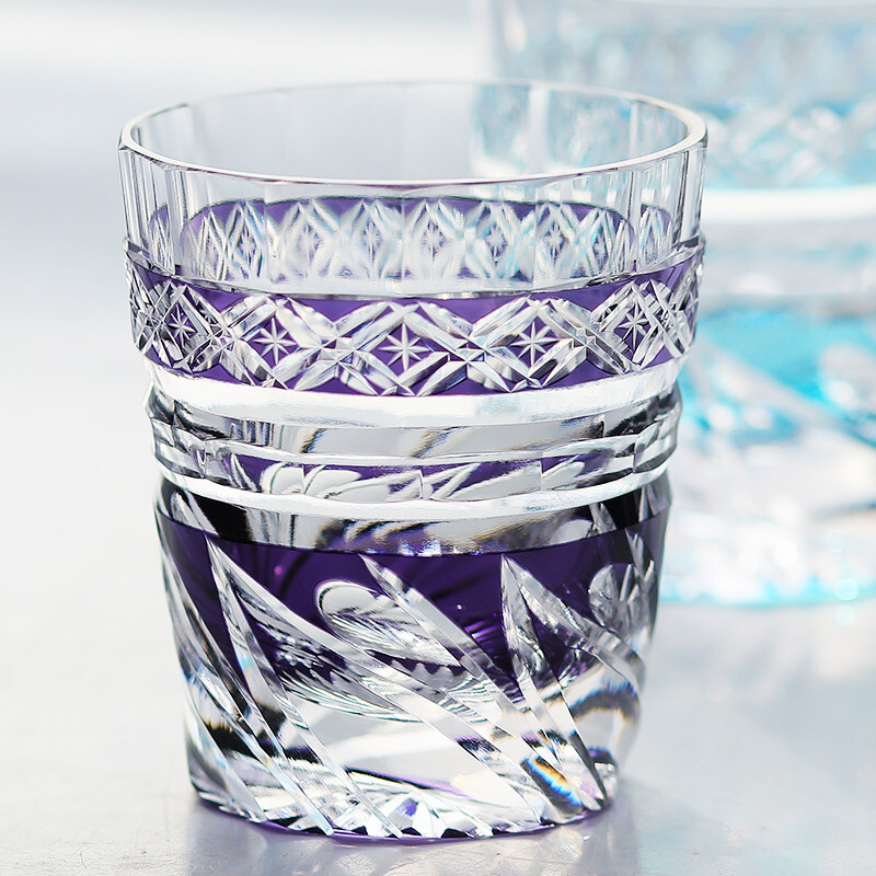 Diamond Hand Cut Purple Crystal Glasses Whiskey Vodka Juice Drinkware 200ml