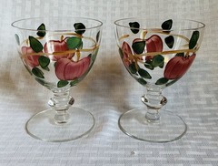 Vintage Set Of 2 Franciscan Apple Short Stem Wine Glasses 4” Tall