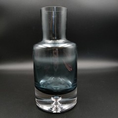 Krosno Poland Smoky Blue Glass Bedside Vase Water Tumble Up Carafe No Cup