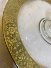 Vintage TIFFIN Gold Trimmed Rambler Rose Glass Hors D’Ouvers Serving Tray