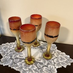 MICHAEL NOUROT Art Glass Goblets Each SIGNED 8″H