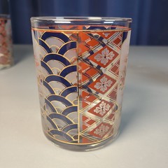 [3] VTG 70s Culver IMARI 22K Gold Rocks Glasses Set – Japanese Frosted Floral